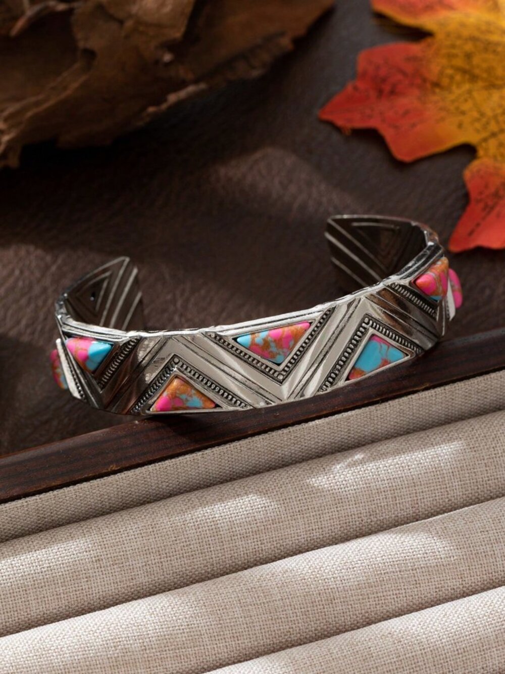 Vintage Bohemian style Colorblock Faux Natural Stone Geometric Bracelet